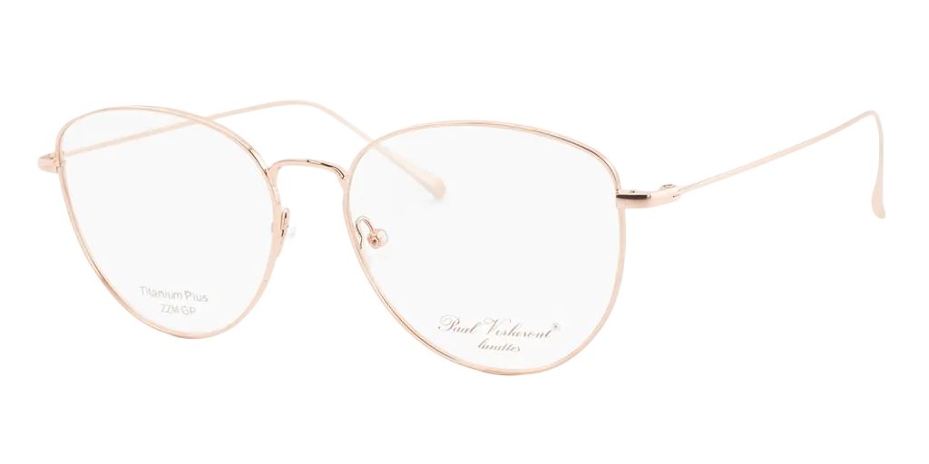 Gold-framed eyeglasses on a white background