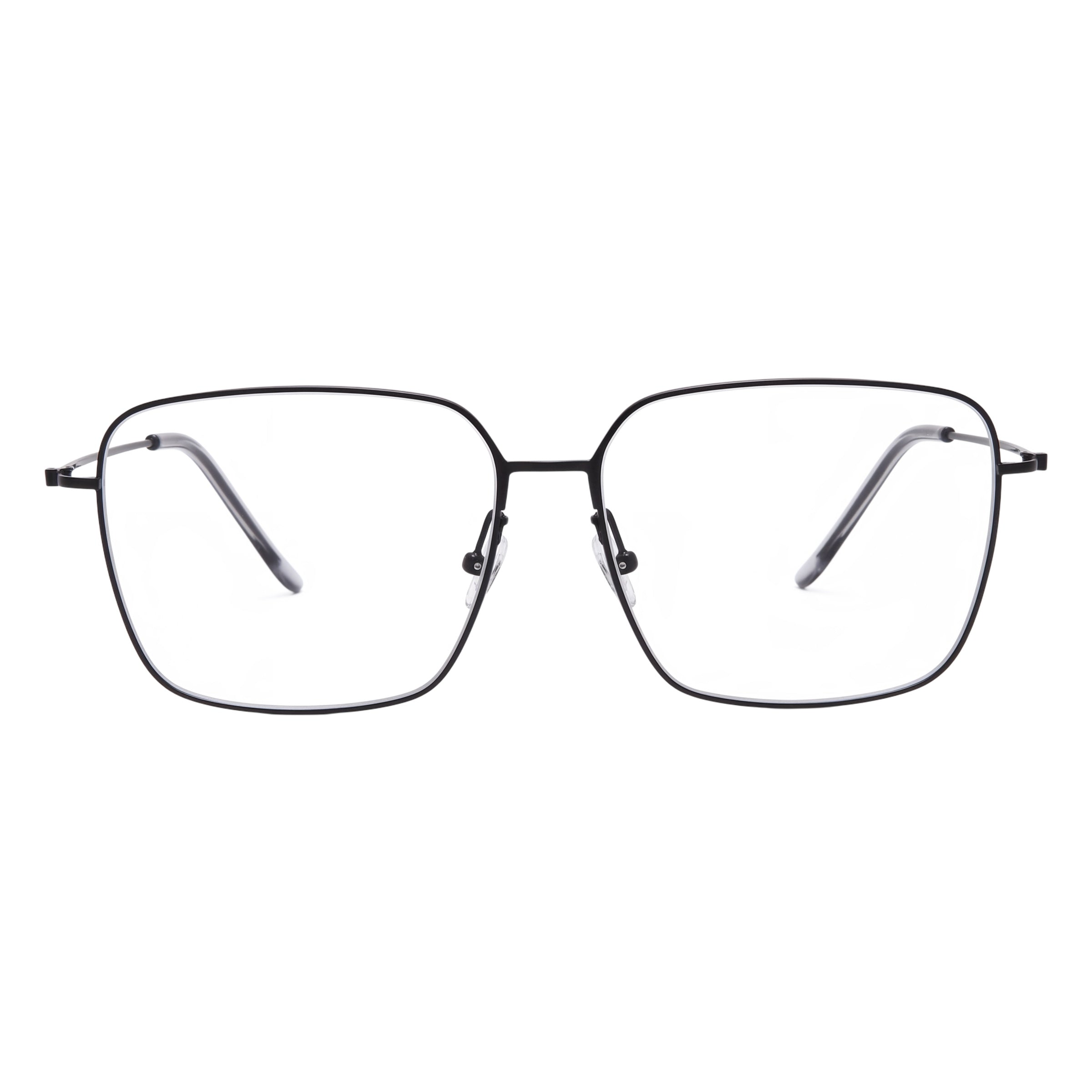 Blick Optical classic square metal frame glasses in black with thin rims and adjustable nose pads
