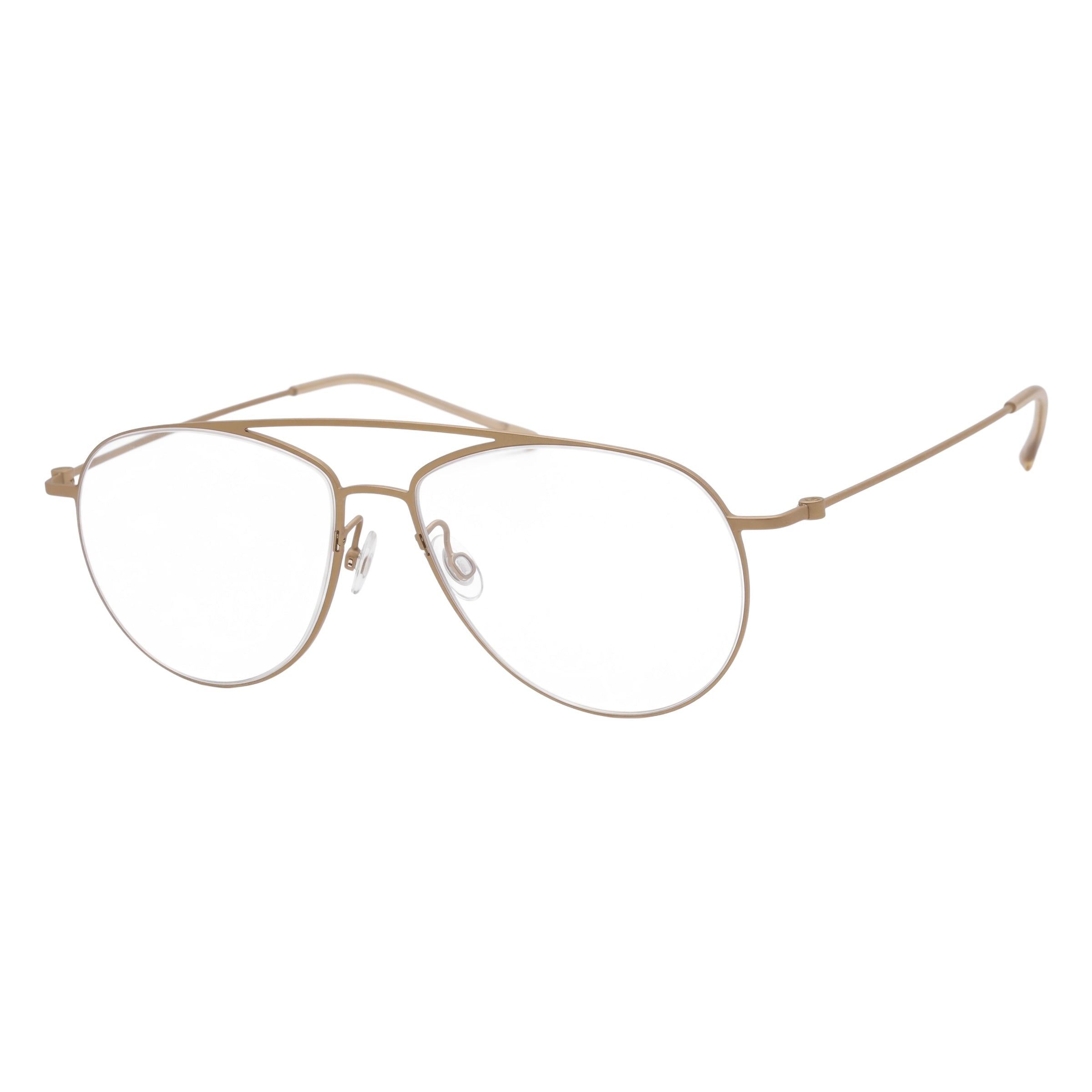 Blick Optical gold metal aviator optical frames with a classic double bridge design and adjustable nose pads.