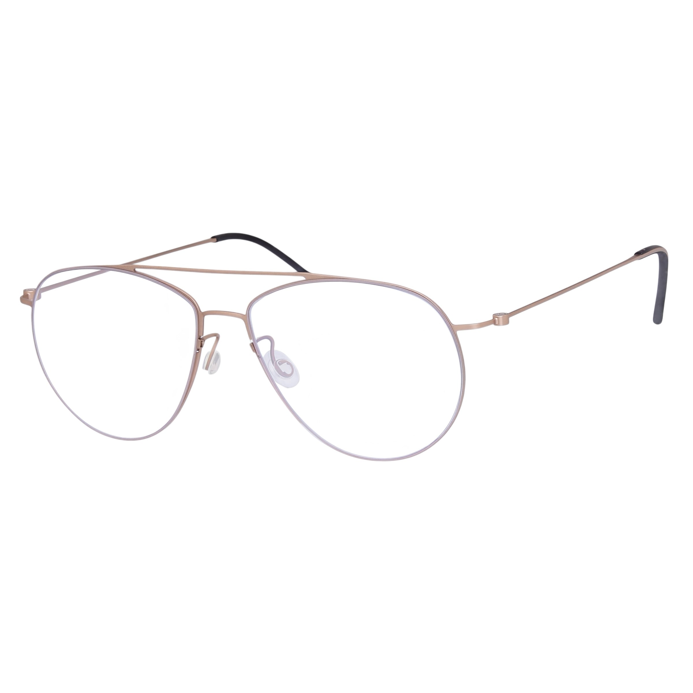 Blick Optical rose gold metal aviator eyeglasses with a double-bridge design and slim minimalist frames.