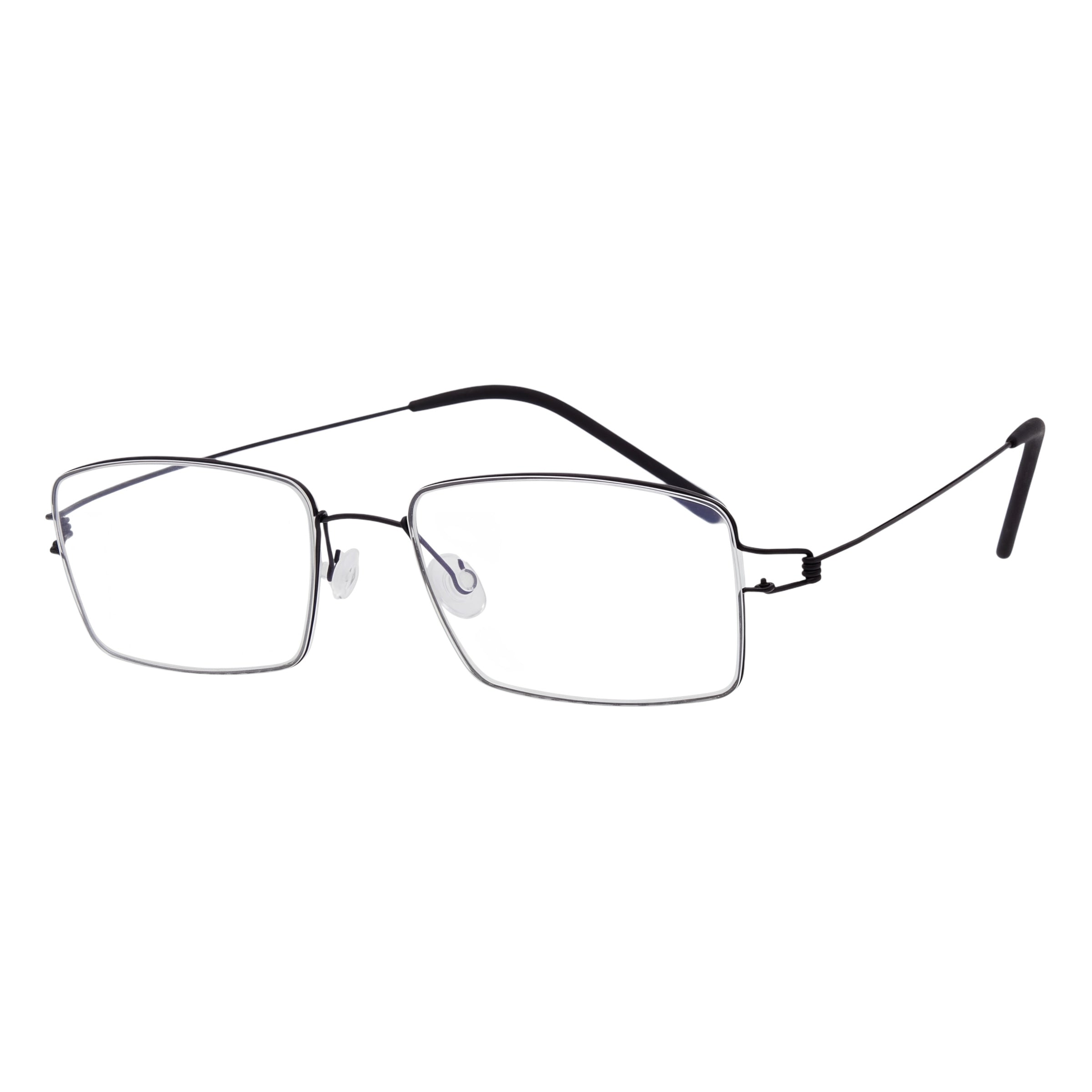 Blick Optical classic rectangular eyeglasses with a slim black metal frame and adjustable nose pads.