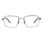Blick Optical lightweight black metal square prescription eyeglasses with thin rims and adjustable nose pads.