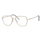Blick Optical modern geometric gold metal eyeglasses with slender temples and adjustable nose pads.