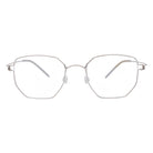 Blick Optical geometric metal frame eyeglasses with a sleek silver finish and adjustable nose pads.