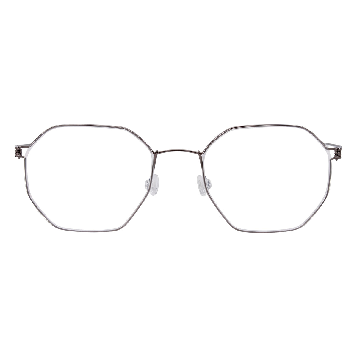 Blick Optical geometric metal eyeglasses with a thin, modern frame design and adjustable nose pads.