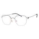 Blick Optical geometric metal frame eyeglasses with a slim gold and black design and adjustable nose pads.