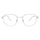 Blick Optical geometric metal frame eyeglasses with a slim gold finish and adjustable nose pads.