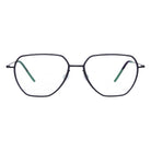 Blick Optical modern geometric metal eyeglasses with a slim black frame and angular lens shape.