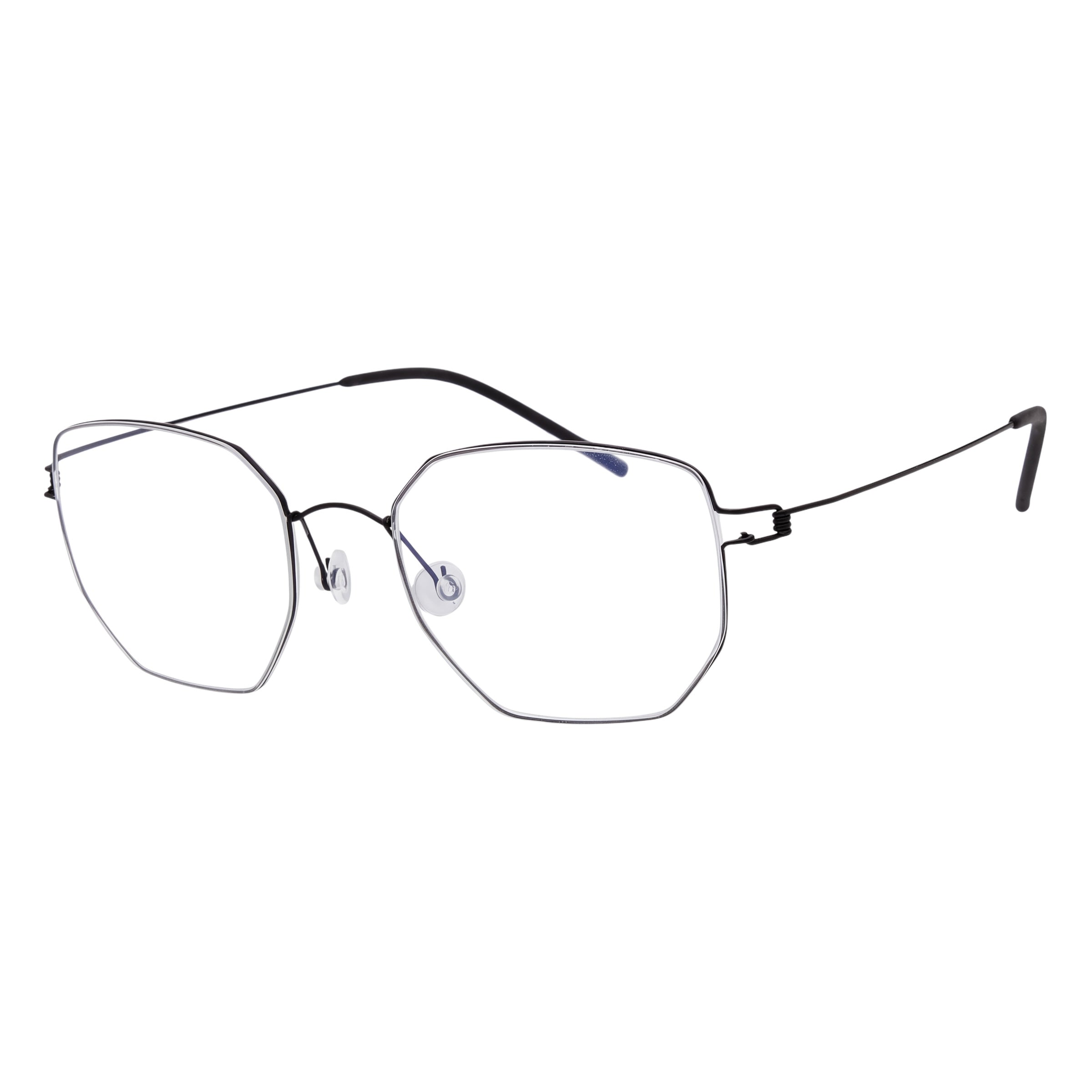 Blick Optical geometric metal frame eyeglasses with a slim black profile and adjustable nose pads on a white background