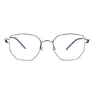 Blick Optical geometric metal frame eyeglasses with a slim, minimalist design and adjustable nose pads.