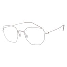 Blick Optical geometric silver metal frame eyeglasses with a minimalist design and adjustable nose pads.