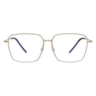 Blick Optical square metal frame glasses in gold with thin rims and adjustable nose pads for a minimalist look.