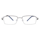 Blick Optical classic rectangular metal frame eyeglasses with a minimalist silver design and adjustable nose pads.
