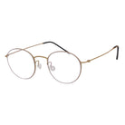 Blick Optical round metal frame glasses in brushed gold with slim temples and adjustable nose pads.
