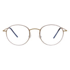 Blick Optical round metal frame glasses in brushed gold with slim temples and adjustable nose pads.
