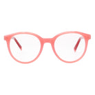 Blick Optical classic round eyeglasses frames in a vibrant translucent pink lightweight acetate finish.