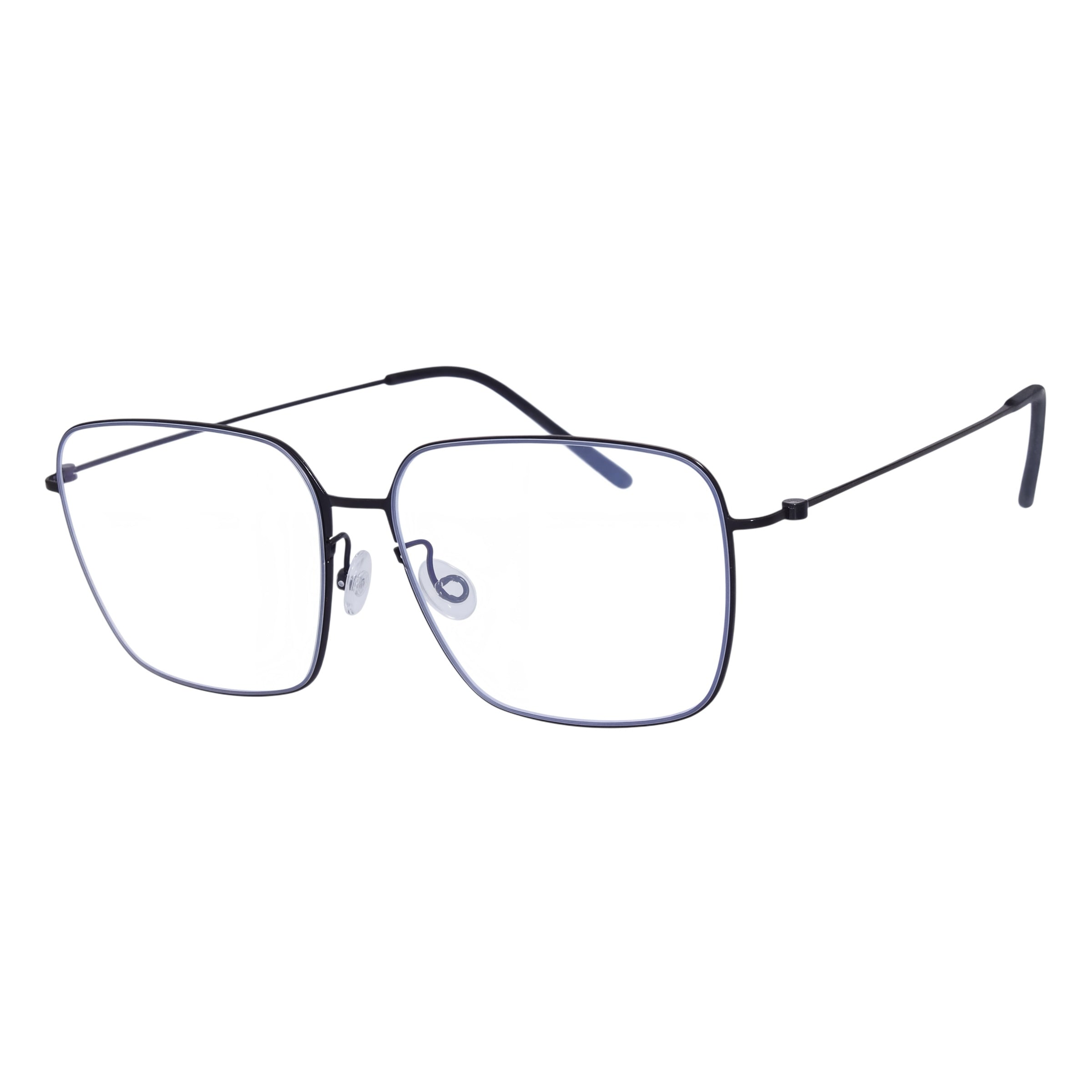 Blick Optical classic square metal frame glasses in black with thin rims and adjustable nose pads.