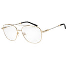 Gold-framed eyeglasses on a white background